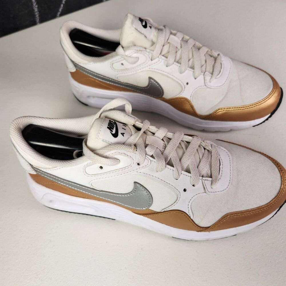 Nike Air Max 90 SC Womens Size 9.5 (CW4554-107) White/Metallic Gold/Silver